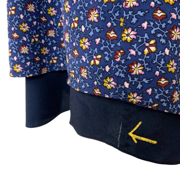 Tory Burch Silk Floral Slip Dress M Navy Blue Sleeveless Mini Scoop Neck Resort - Picture 6 of 10